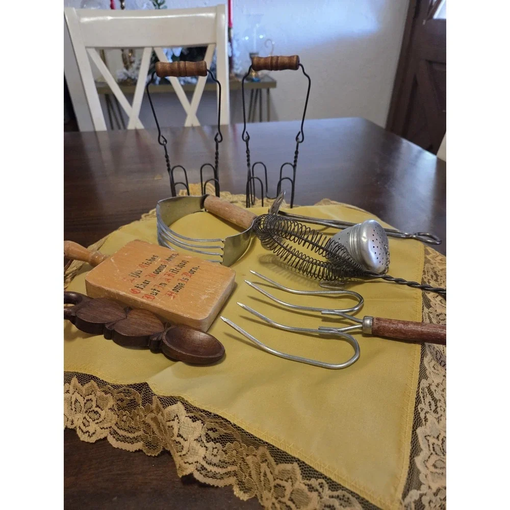 Vintage Lot Of Kitchen Utensils, Canning Lifters, Whick, Ekco Dough Blender